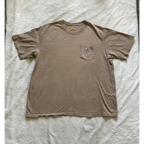 Carhartt Men's Original Fit Short Sleeve T-Shirt Tan/Beige Size 2XL - K87 DES - Picture 1 of 6